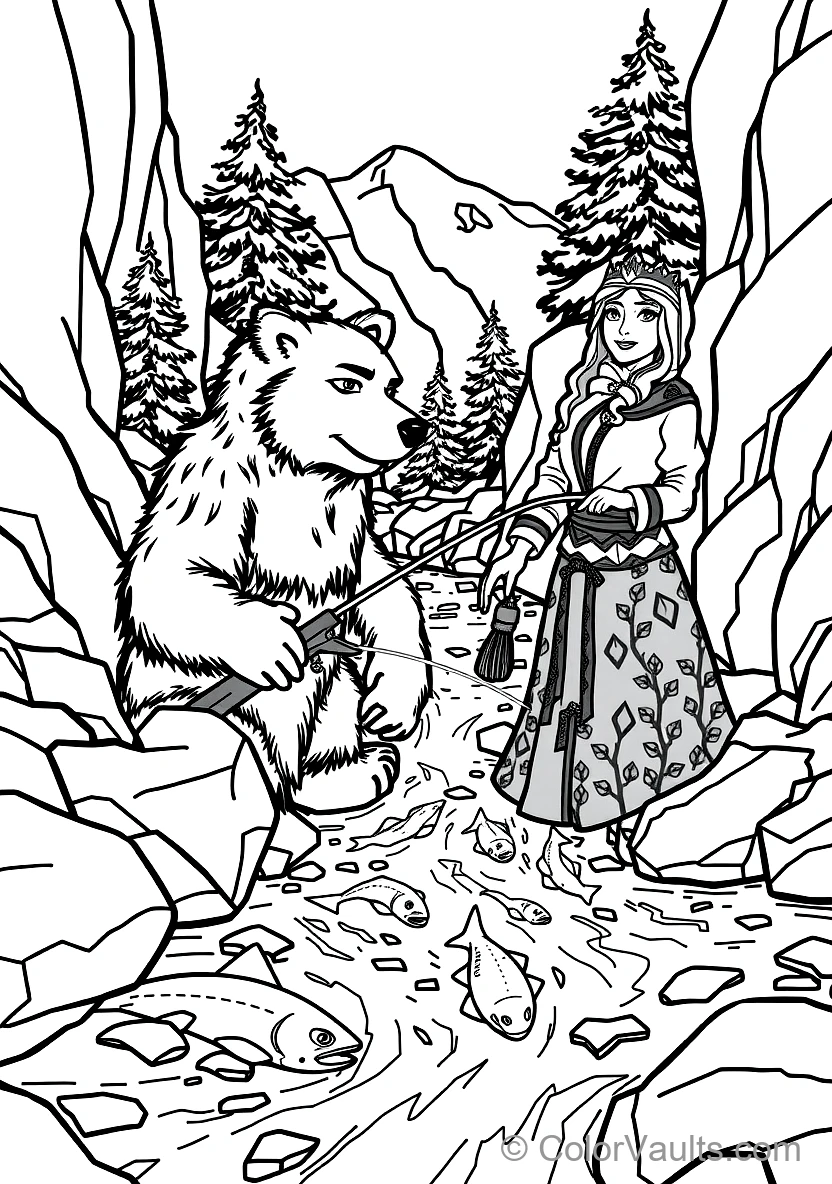 Queen Elinor As a Gentle Mother Bear and Merida (Scene 16)