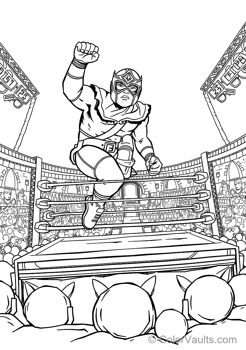 El Primo the Mighty Masked Luchador Wrestler Leaping