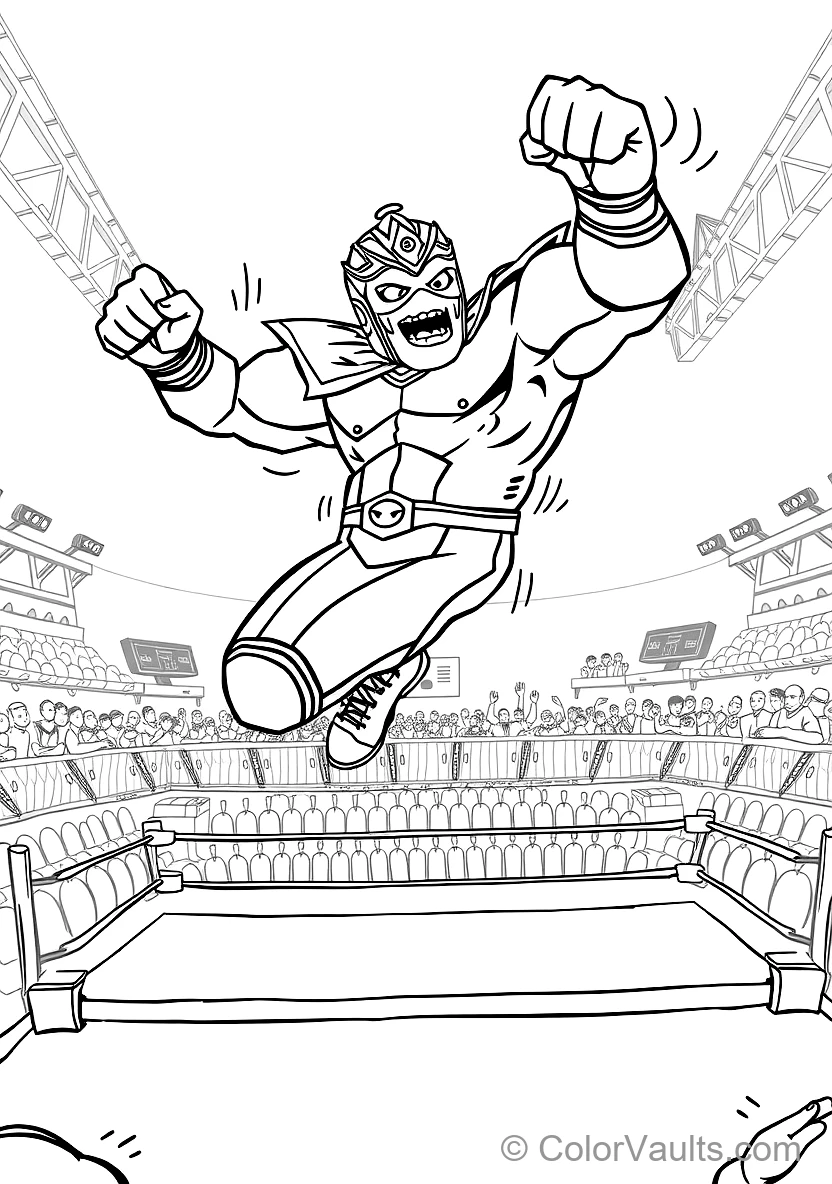 El Primo the Mighty Masked Luchador Wrestler Leaping (Scene 3)