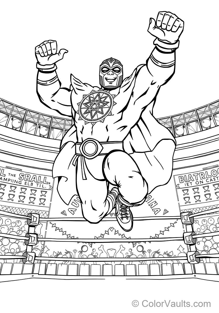 El Primo de Mighty Masked Luchador Wrestler Leaping (Scène 9)