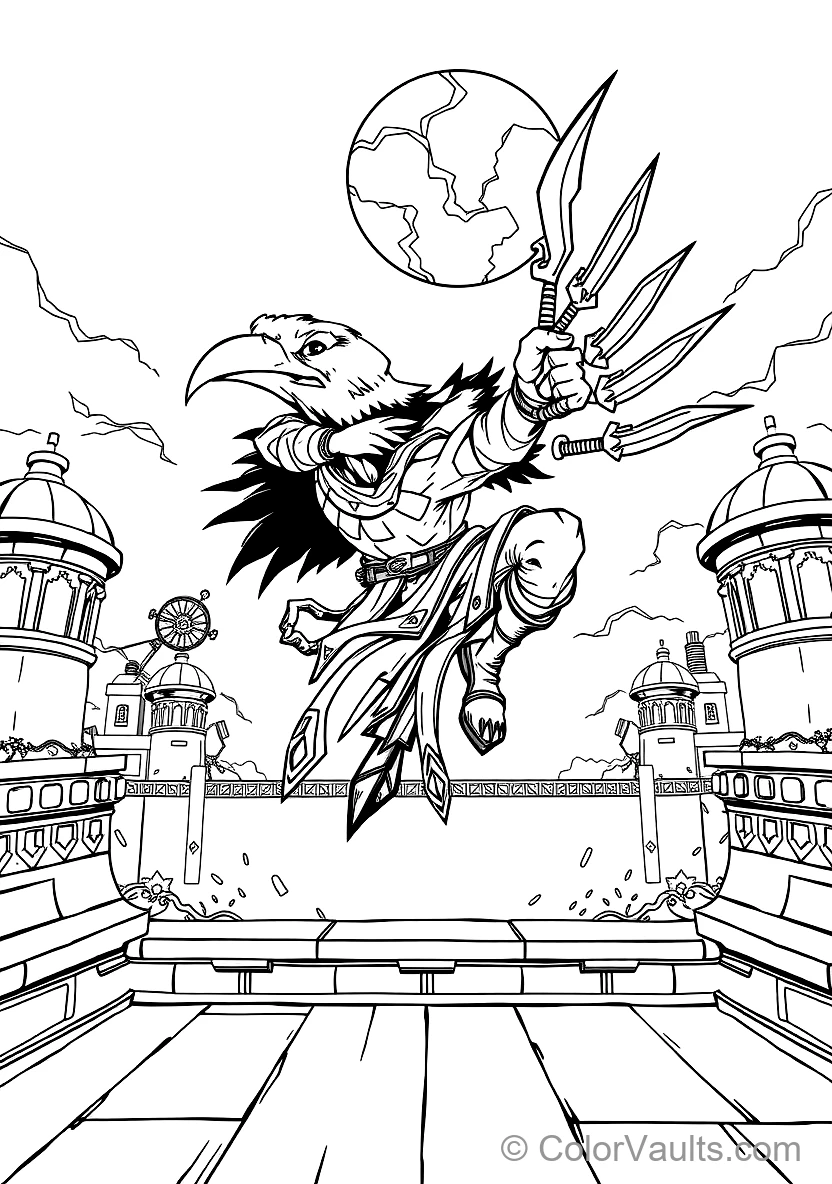 Crow de Sharp-feathered Toxic Crow Krijger Throwing (Scène 5)