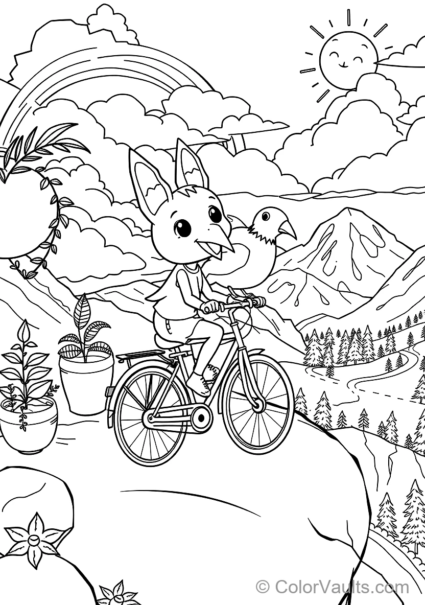 Bumba Riding on the Back of His Friendly Pet Bird Kiwi