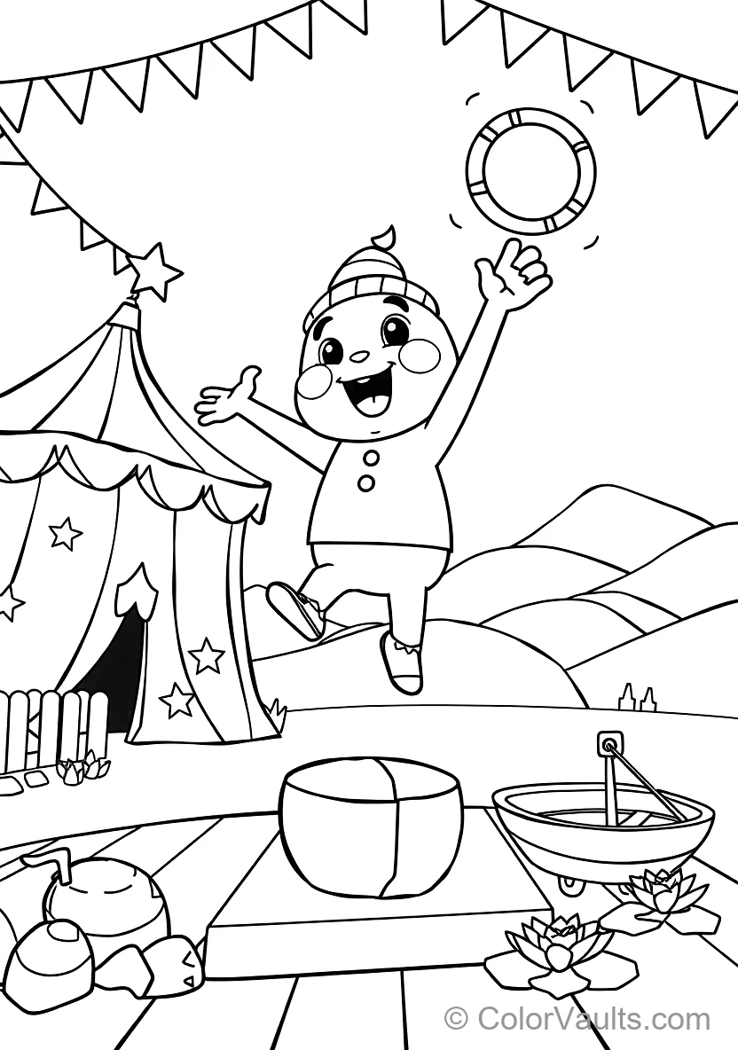 Bumba the Cute Cartoon Mascot (studio 100) Balancing (Scene 2)