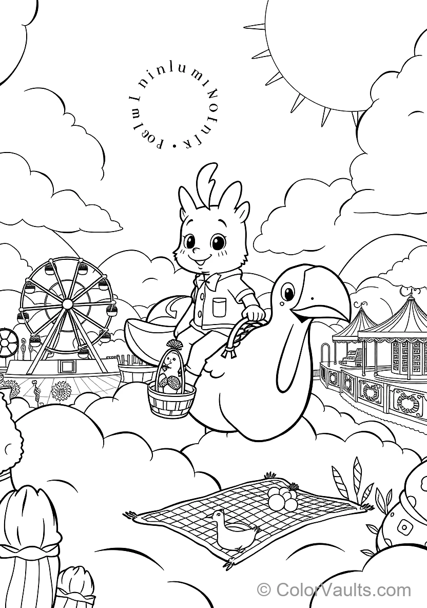 Bumba Riding on the Back of His Friendly Pet Bird Kiwi (Scene 3)