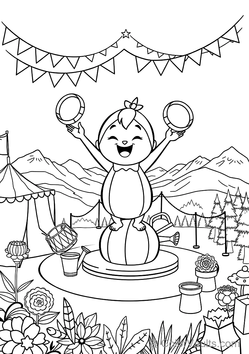 Bumba the Cute Cartoon Mascot (studio 100) Balancing (Scene 5)