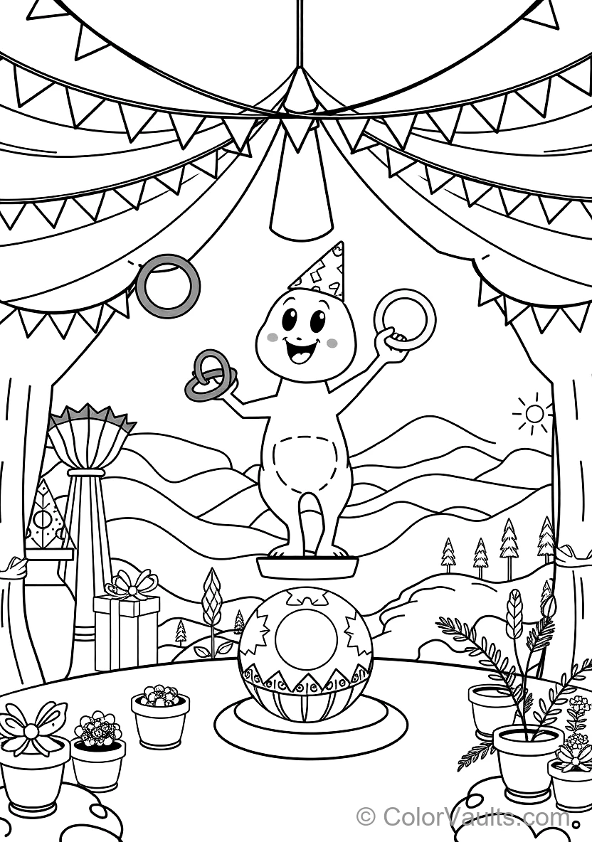 Bumba the Cute Cartoon Mascot (studio 100) Balancing (Scene 6)