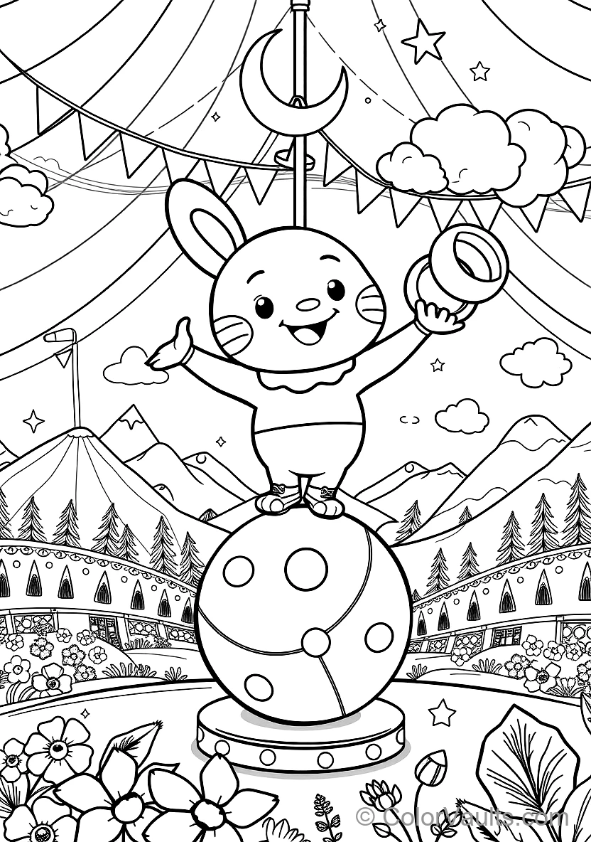 Bumba the Cute Cartoon Mascot (studio 100) Balancing (Scene 9)