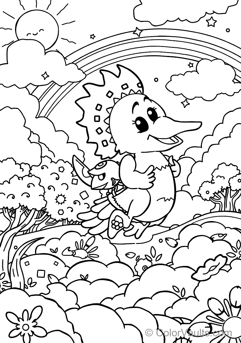 Bumba Riding on the Back of His Friendly Pet Bird Kiwi (Scene 5)