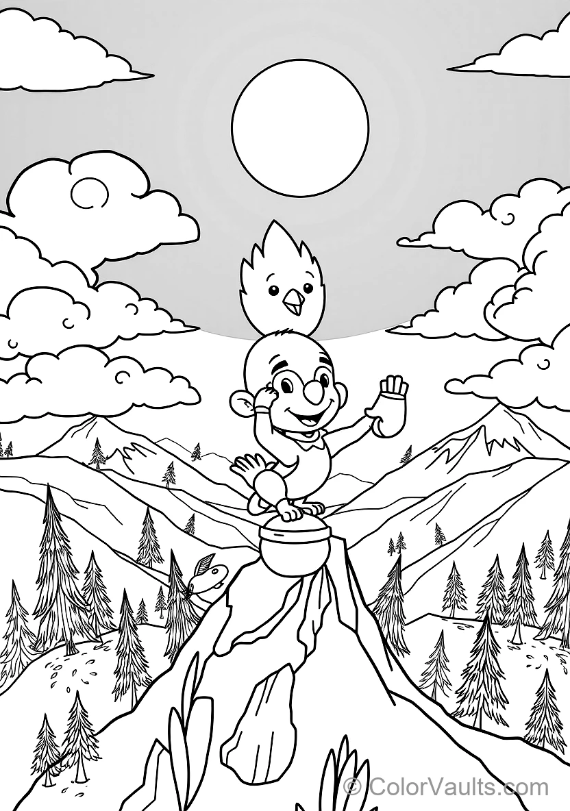 Bumba Riding on the Back of His Friendly Pet Bird Kiwi (Scene 6)