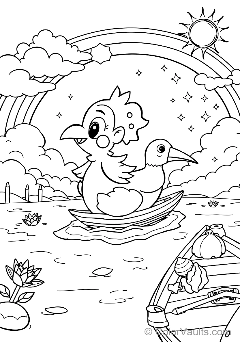 Bumba Riding on the Back of His Friendly Pet Bird Kiwi (Scene 7)