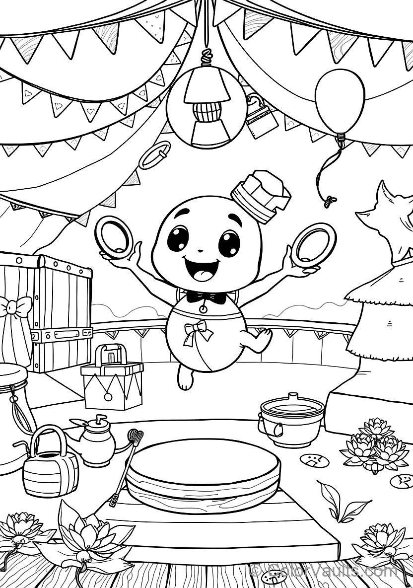 Bumba the Cute Cartoon Mascot (studio 100) Balancing (Scene 12)