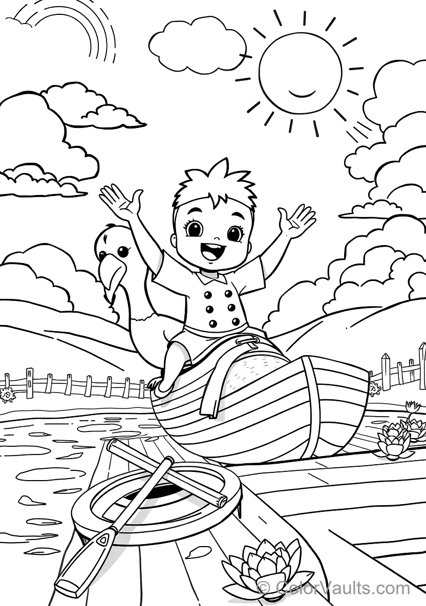Bumba Riding on the Back of His Friendly Pet Bird Kiwi (Scene 9)