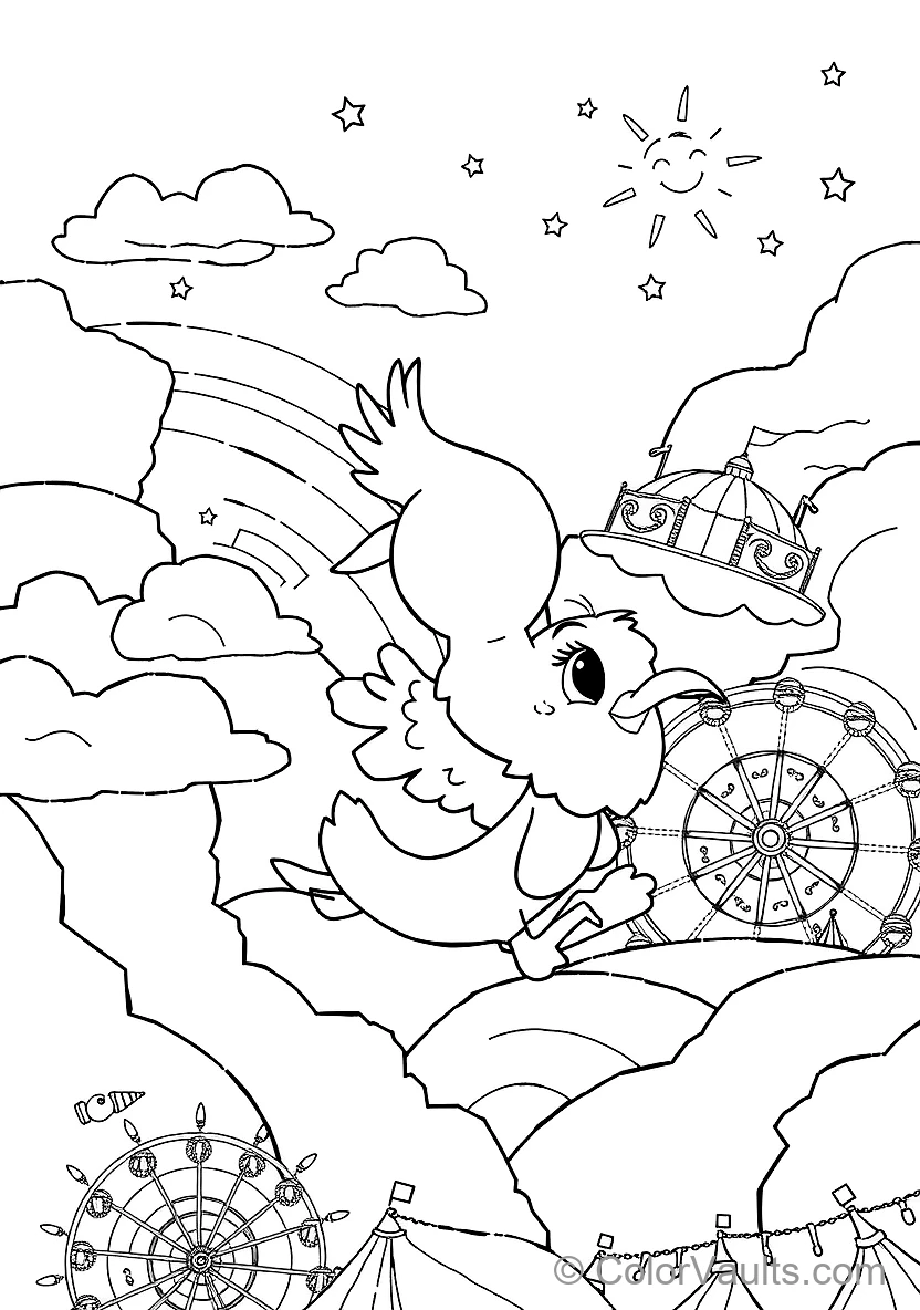 Bumba Riding on the Back of His Friendly Pet Bird Kiwi (Scene 10)