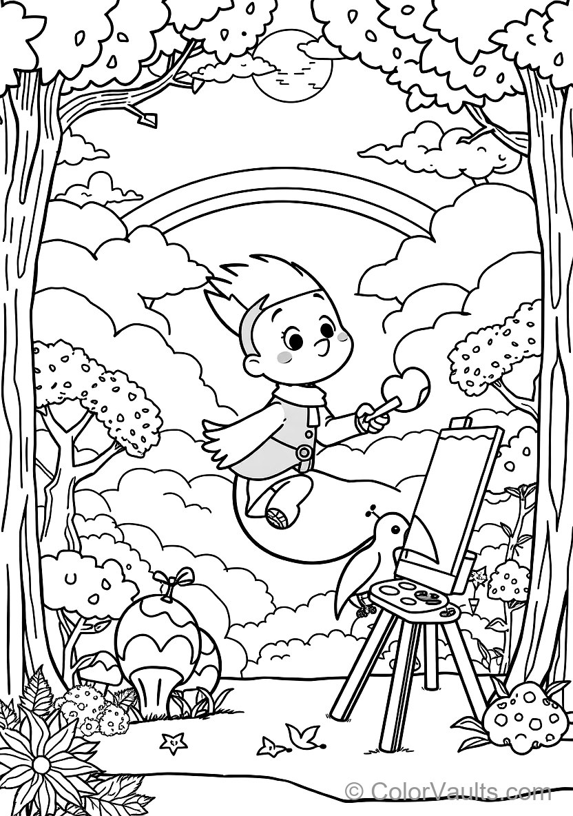 Bumba Riding on the Back of His Friendly Pet Bird Kiwi (Scene 11)