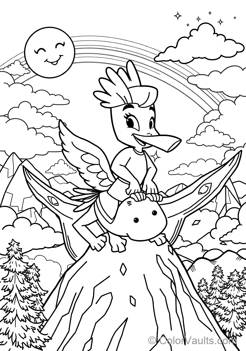 Bumba Riding on the Back of His Friendly Pet Bird Kiwi (Scene 12)