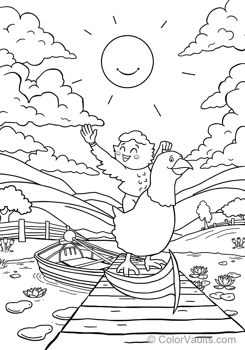 Bumba Riding on the Back of His Friendly Pet Bird Kiwi (Scene 14)