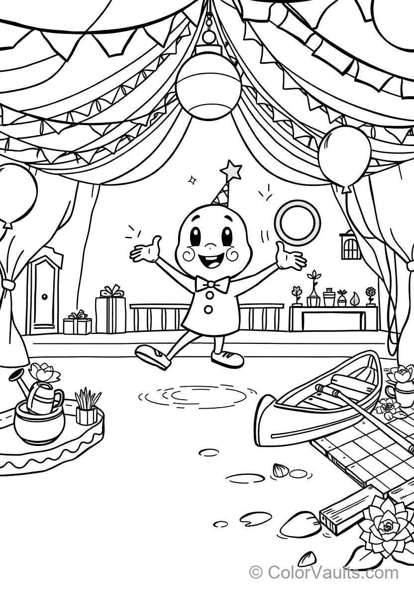 Bumba the Süßer Cartoon Mascot (studio 100) Balancing (Scene 16)