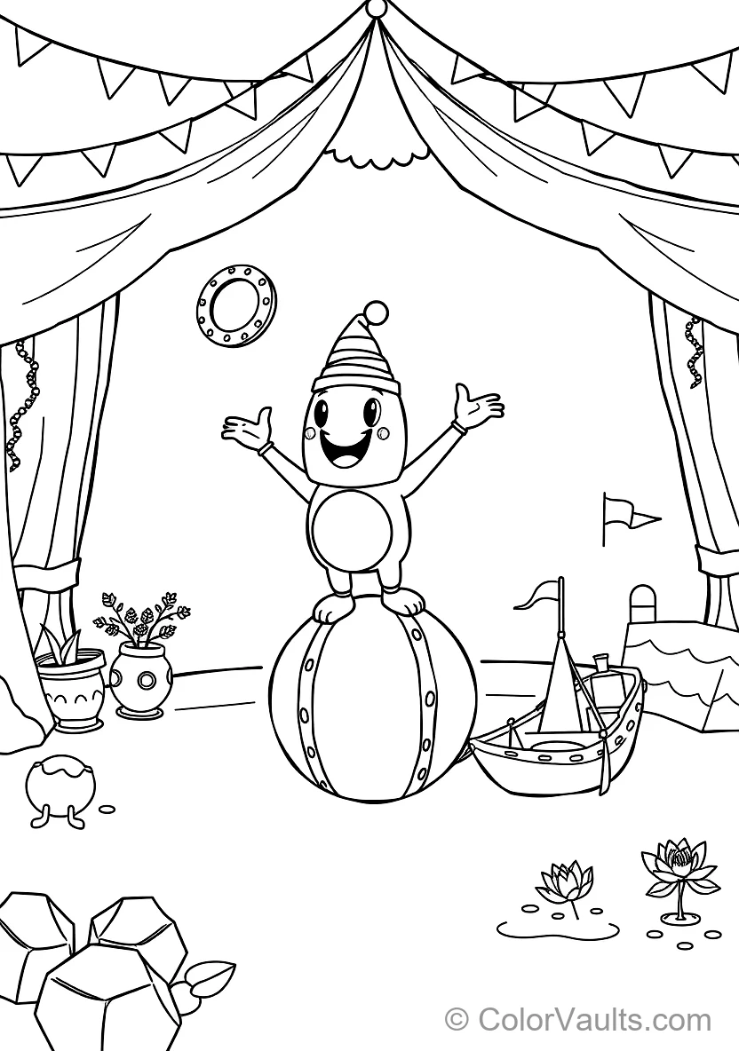 Bumba the Süßer Cartoon Mascot (studio 100) Balancing (Scene 21)