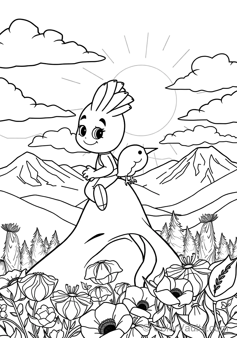 Bumba Riding on the Back of His Friendly Pet Bird Kiwi (Scene 24)