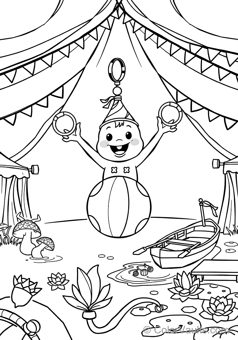 Bumba the Süßer Cartoon Mascot (studio 100) Balancing (Scene 23)
