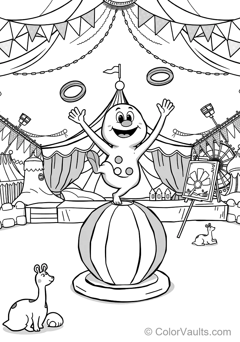Bumba the Süßer Cartoon Mascot (studio 100) Balancing (Scene 24)
