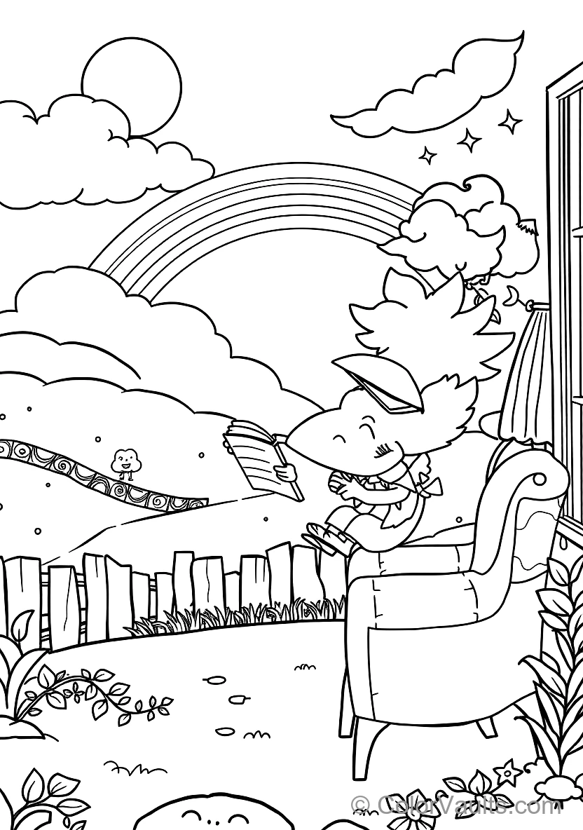 Bumba Riding on the Back of His Friendly Pet Bird Kiwi (Scene 26)