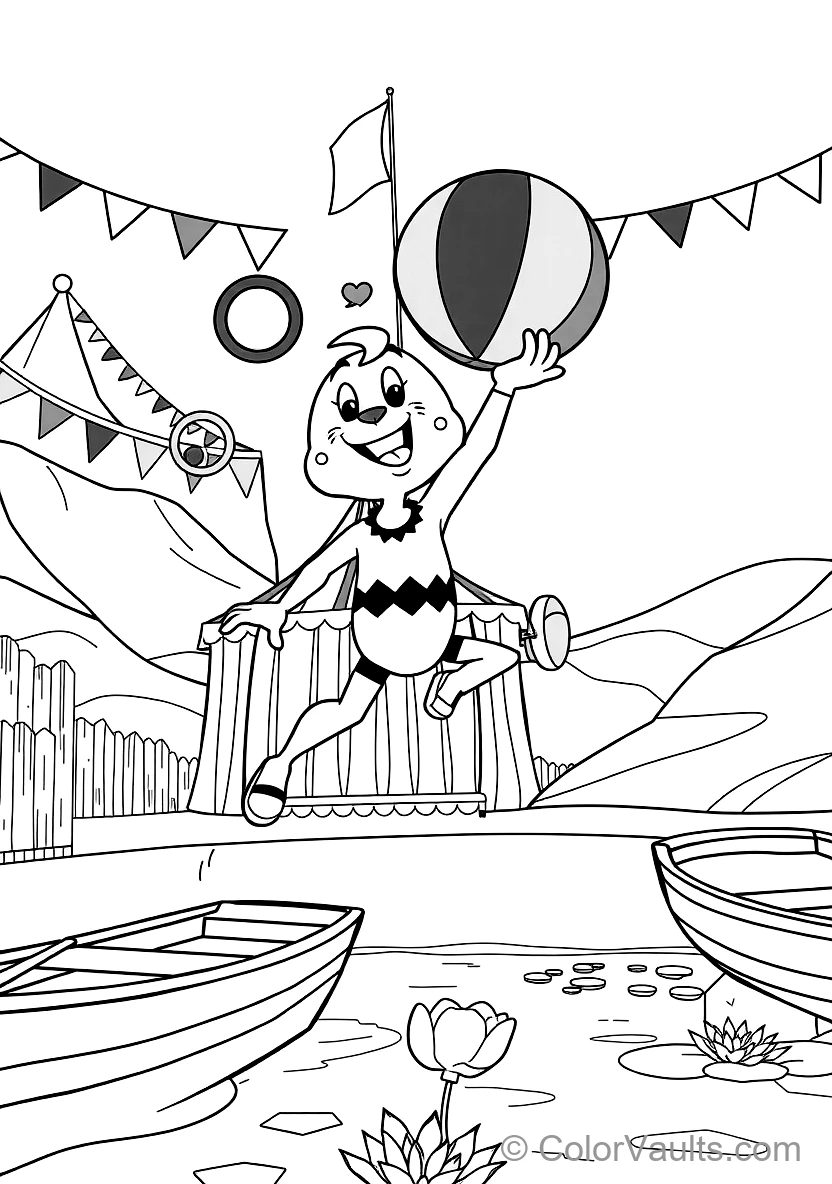 Bumba the Süßer Cartoon Mascot (studio 100) Balancing (Scene 28)