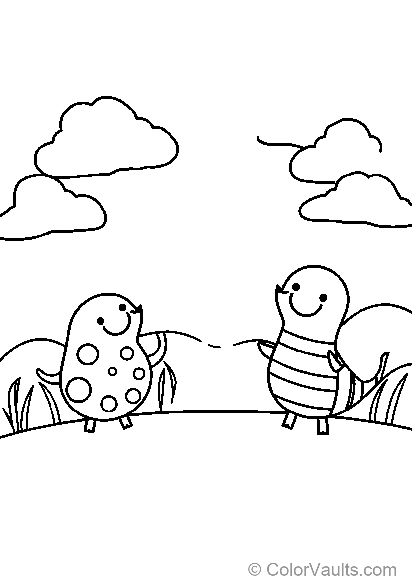 A Happy Bird And Bee