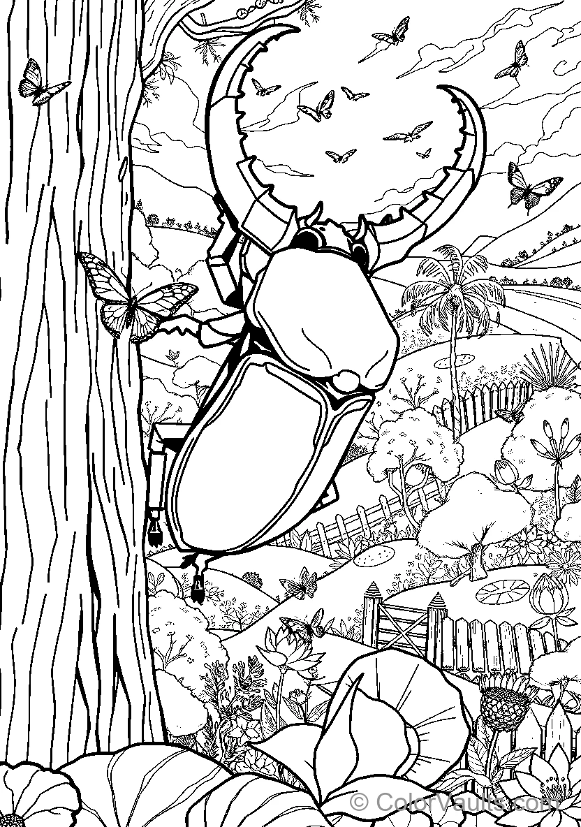 Beetle Climbing Tree