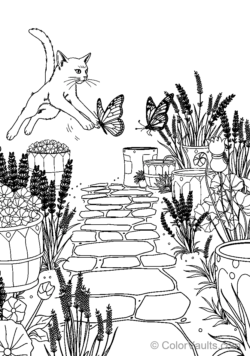 Cat Chasing Butterfly