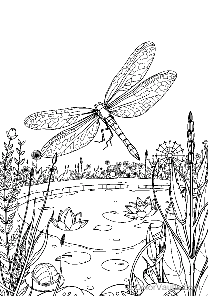 Dragonfly Flight Over Pond (Scene 2)
