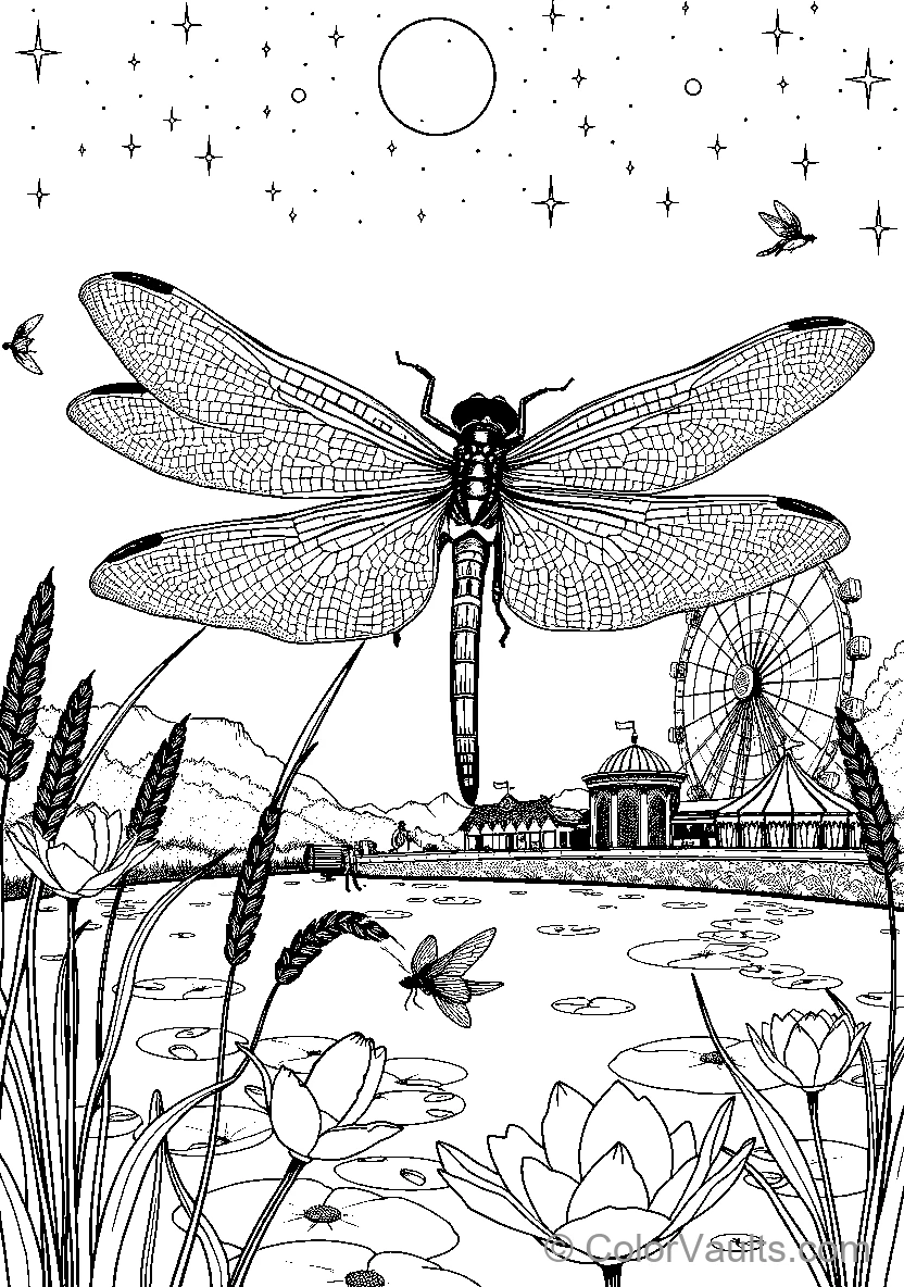Dragonfly At The Amusement Park