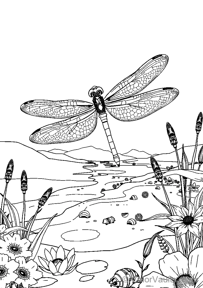 Dragonfly By The Pond
