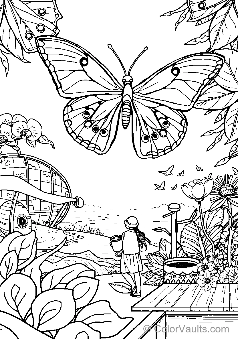 Girl Surrounded By Butterflies