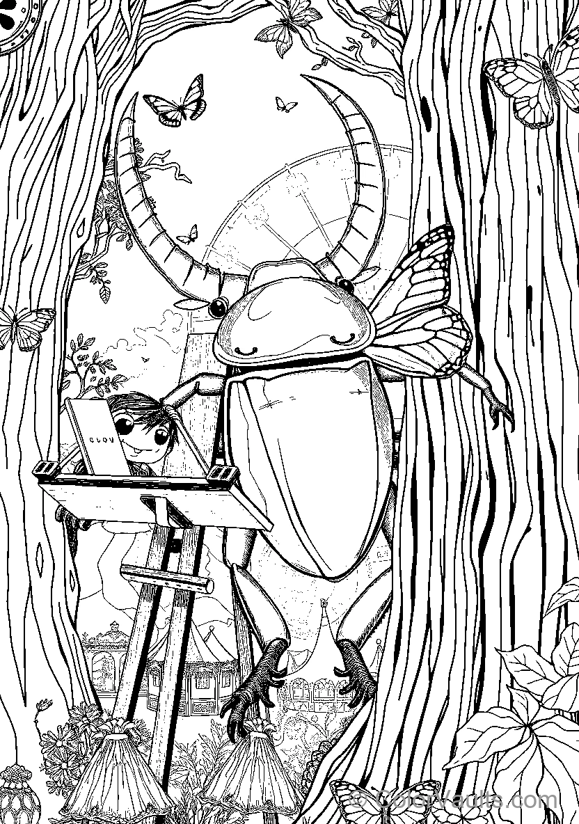 Insect Reading In The Forest