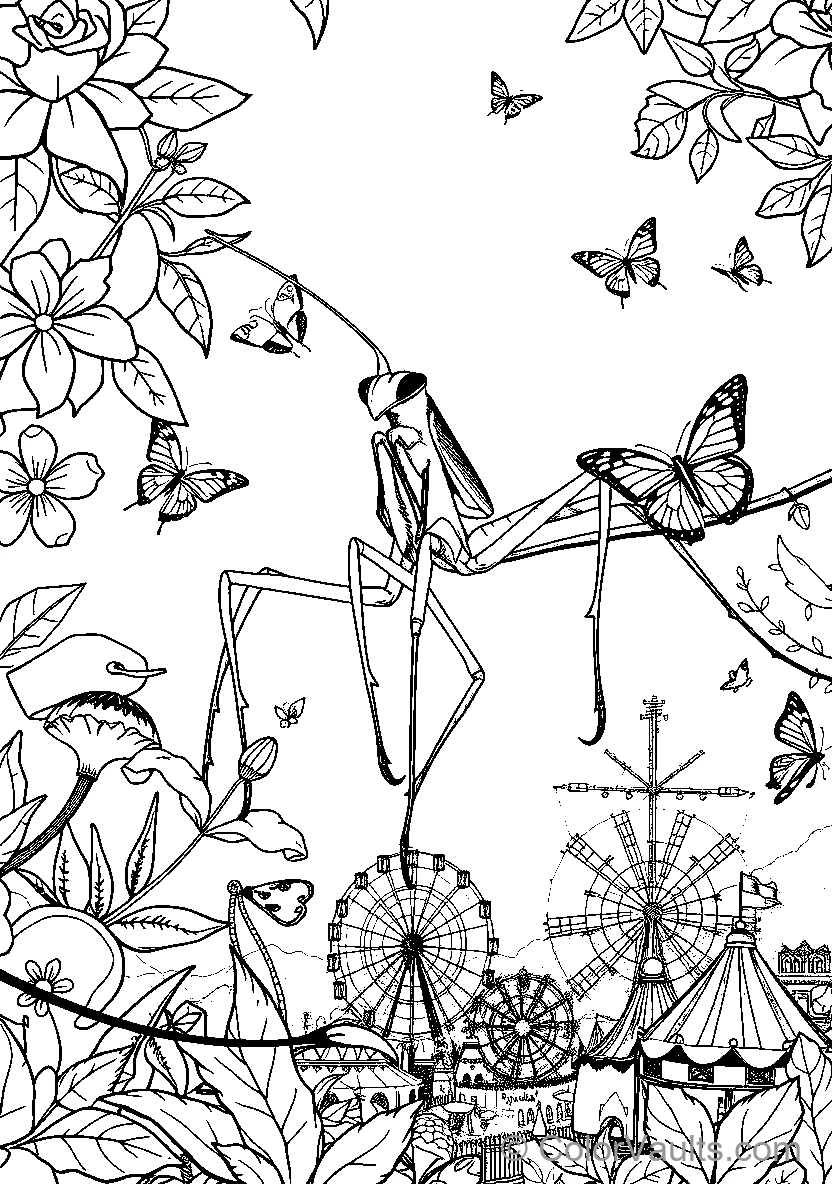 Mantis Among Butterflies