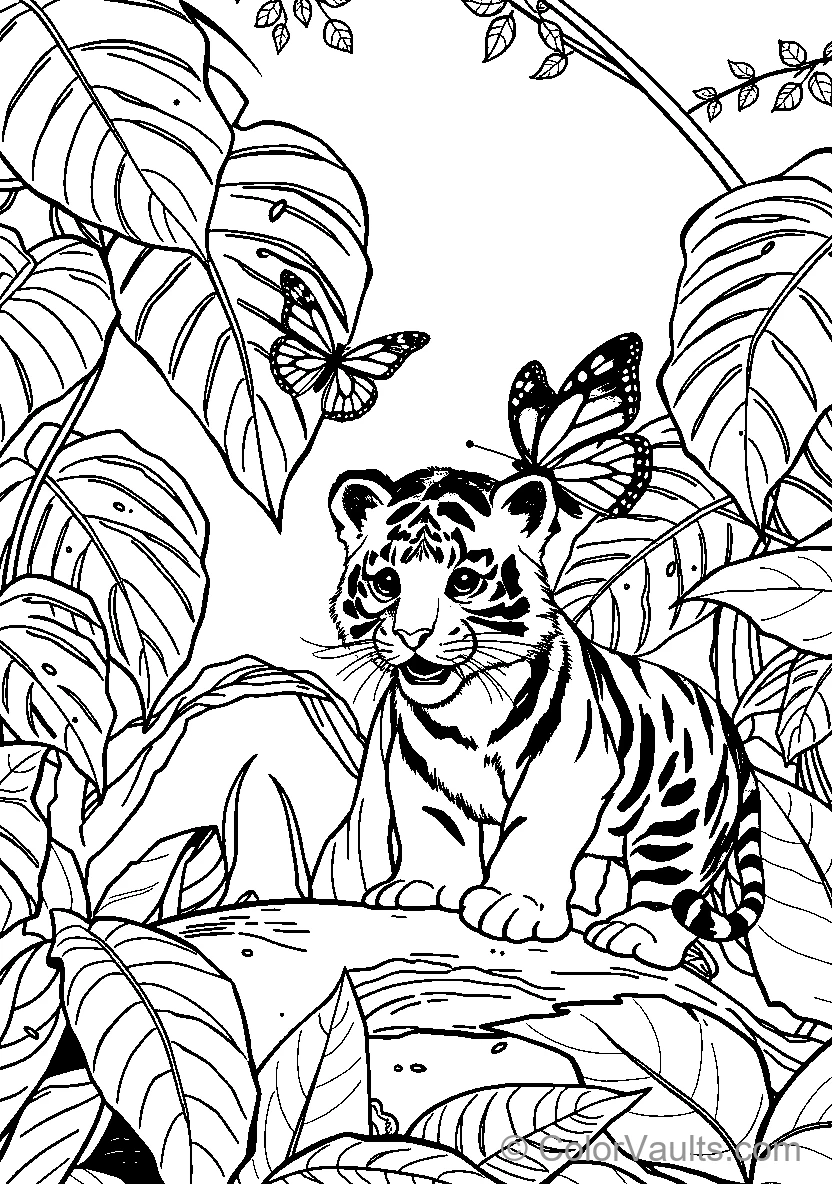 Tiger Cub Amongst Butterflies
