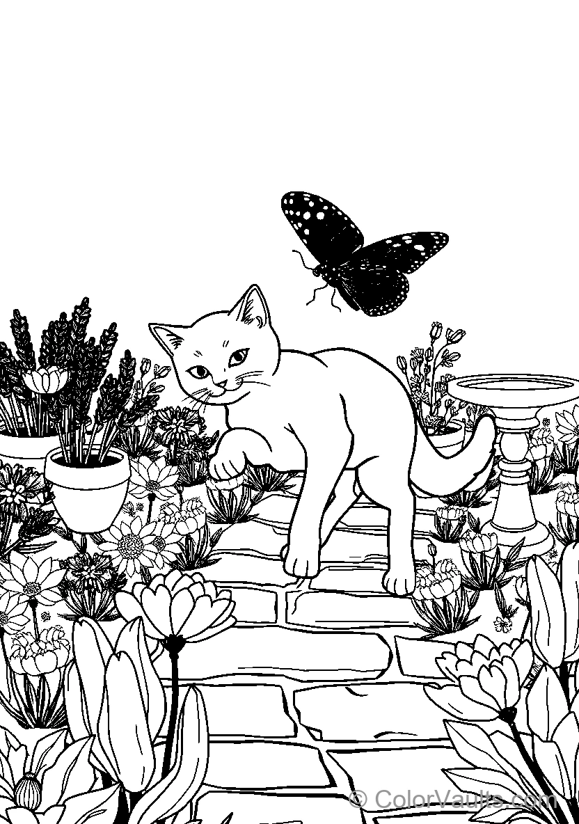 Cat And Butterfly Garden
