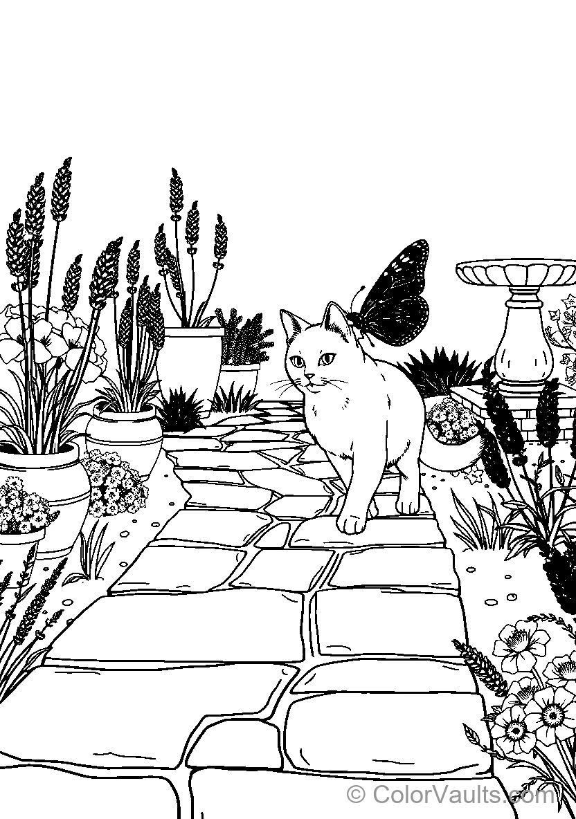 Cat With Butterfly Garden