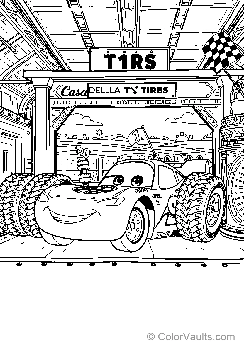 Cars (Lightning McQueen) coloring page 2