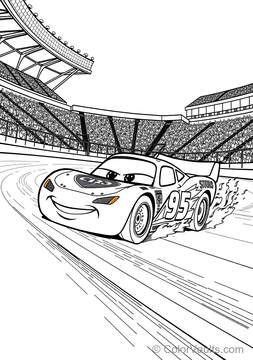 Lightning Mcqueen Racing at Full Speed Around