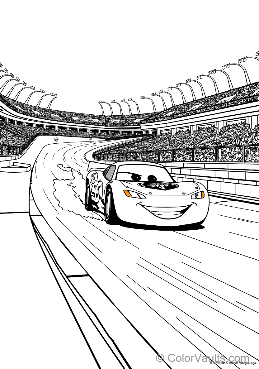 Lightning Mcqueen Racing at Full Speed Around (Scene 2)