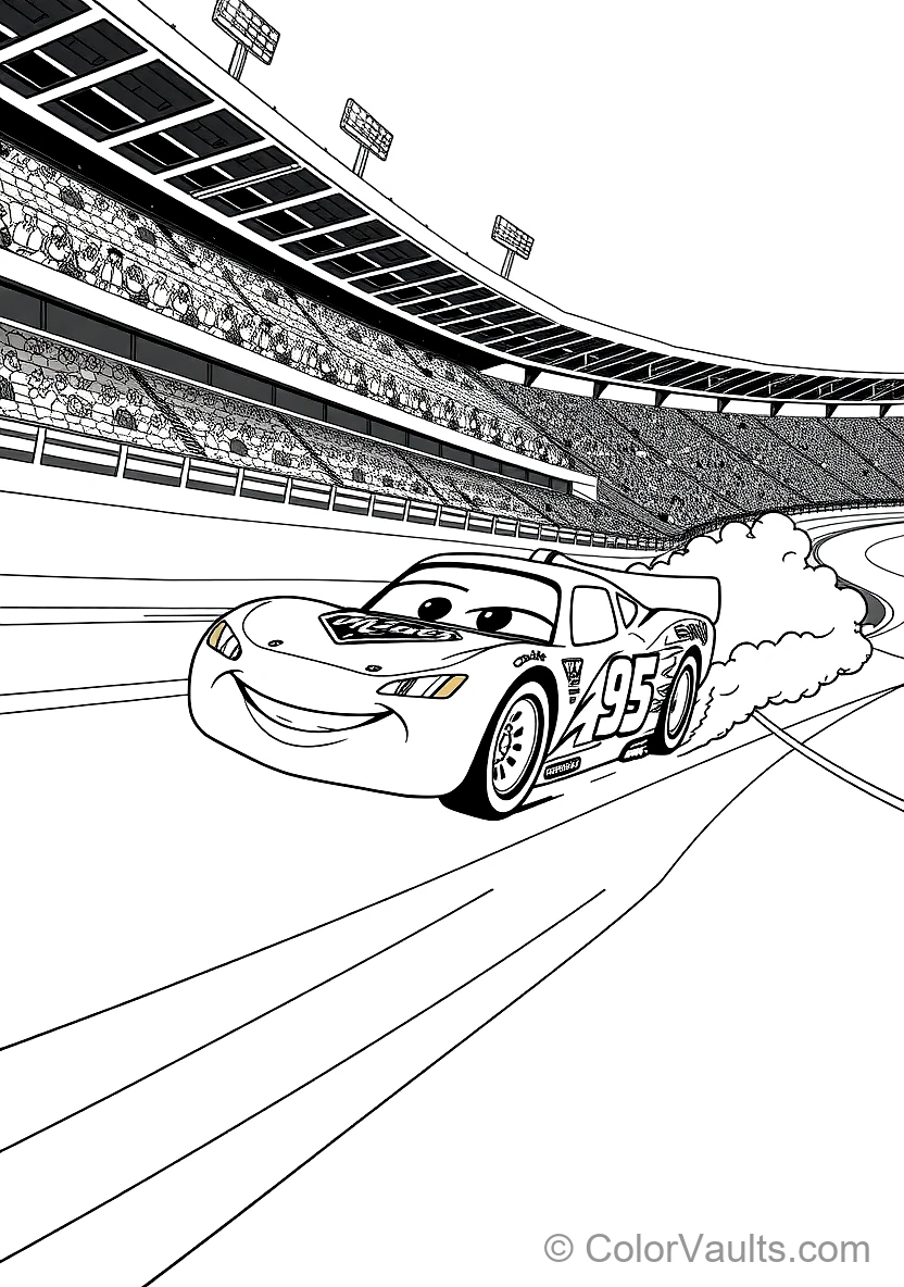 Lightning Mcqueen Racing at Full Speed Around (Scene 3)