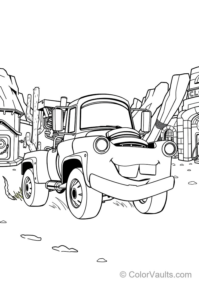 Mater the Rusty Tow Truck Driving in Reverse