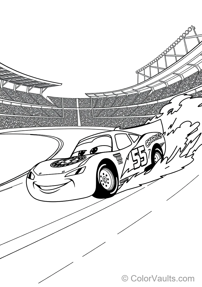 Lightning Mcqueen Racing at Full Speed Around (Scene 5)