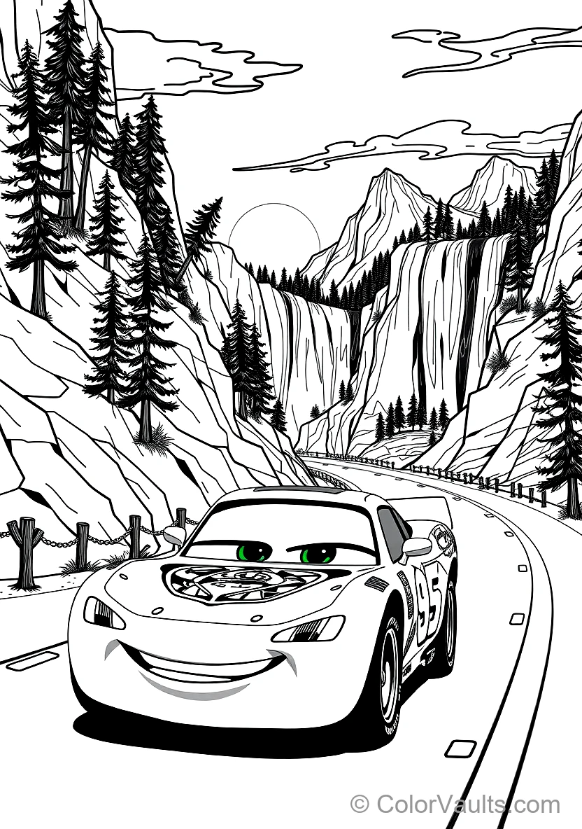 Lightning Mcqueen and Sally Cruising Together Along