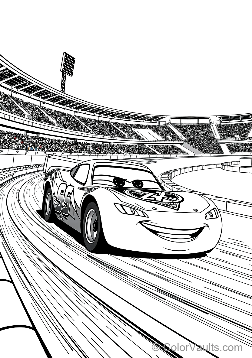 Lightning Mcqueen Racing at Full Speed Around (Scene 8)