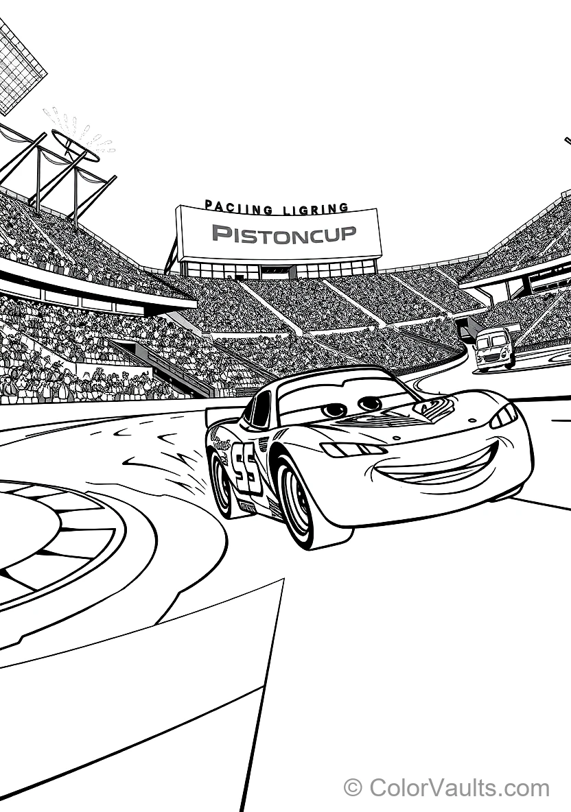 Lightning Mcqueen Racing at Full Speed Around (Scene 9)