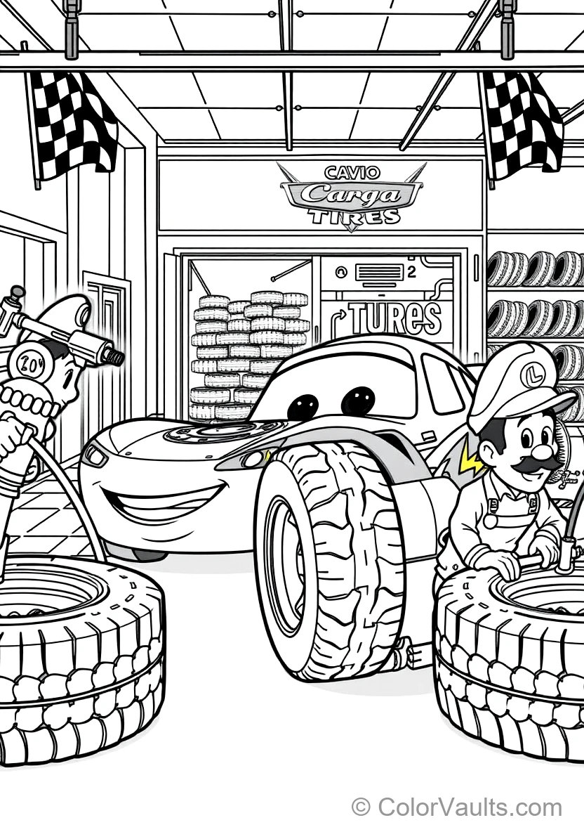 Guido and Luigi Executing a Lightning-fast 4-tire Pit (Scene 5)