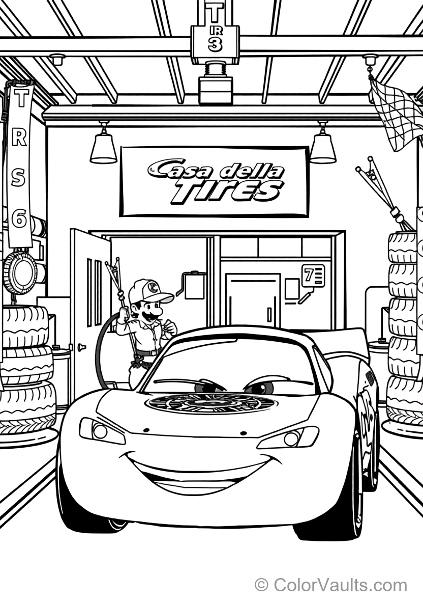 Guido and Luigi Executing a Lightning-fast 4-tire Pit (Scene 6)